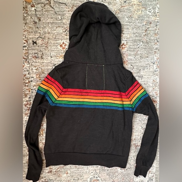 ‼️RARE‼️🎸AVIATOR NATION🎸6 Stripe Retro Zip Hoodie in Charcoal✨size XS✨ - Picture 9 of 11